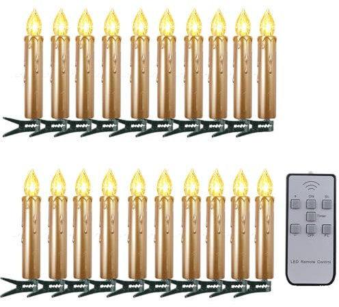 UEGFSIJRF Candele a LED per albero di Natale, 20 pezzi, a batteria, tremolanti, per giardino, feste di compleanno