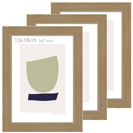 accent by nielsen Holz Bilderrahmen Velino, 13 x 18 cm 2er Set, Hellbraun | Holz (MDF) Fotorahmen im Hoch- & Querformat zum Auftstellen und Aufhängen Hellbraun matt Echtglas