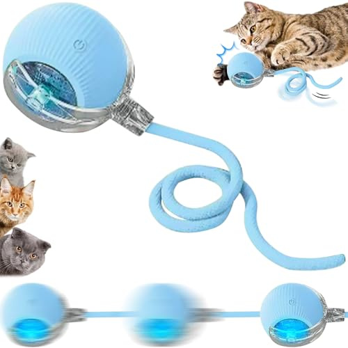 SORNEICDR Nueva Pelota interactiva para Perros, Juguete Interactivo para Gatos, Pelota de Juguete Interactiva 360°, Bola de Rodadura automática Inteligente para Gatos y Perros (Azul)