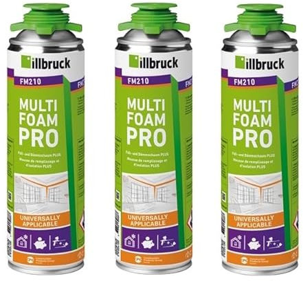 illbruck SET 3x FM210 Fenster- und Fassadenschaum+ á 500ml Dosen - 1K PUR Schaum zur Verfüllung, Dämmung und Isolierung der Fensteranschlussfugen sowie Füllung Anschlussfugen Türrahmen