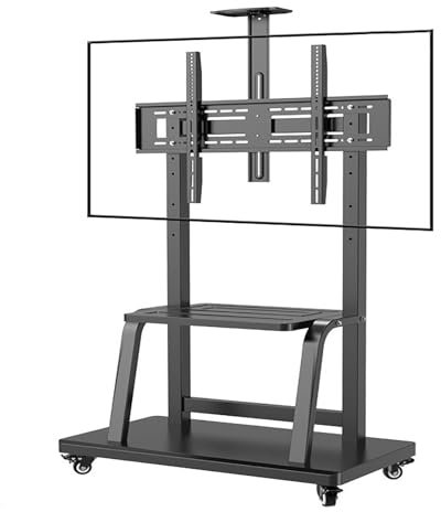 LISHAOHU Soporte For TV Móvil con Ruedas, Soporte For TV con Ruedas Ajustable En Altura, Soporte Suelo, Capacidad Carga hasta 300 Libras, Adecuado For Televisores Planos Curvos De 55 A 95 Pulgadas