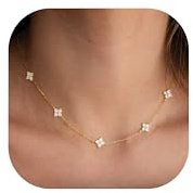 CUEZIY Dainty 14K Gold Plated Necklaces for Women Station Choker Cubic Zirconia Simulated Necklace Simple Cute Layering CZ Necklace Trendy Simple Jewelry Gifts