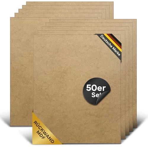 MDF Platten 2mm Zuschnitte (50er Set) - Pressspanplatte zum Verkleiden von Schrank Rückwänden & Bilderrahmen - Dünne Holz Platte zum Bauen & Basteln