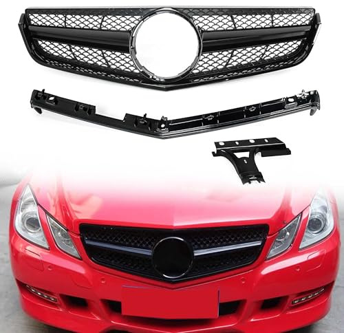 AMG Optik Kühlergrill Front Grill Frontgrill Schwarz für Mercedes Benz E Klasse C207 Coupe A207 Cabrio E200 E250 E300 E350 vor MOPF 2009-2013