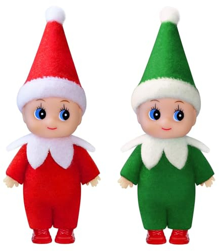 YUYWWAN Weihnachtself Puppe, 2 Stück Weihnachtselfen Figur, Niedlich Wichtel Puppe Mini, Weihnachtswichtel Figuren Klein für Weihnachtsdekoration Weihnachtsstrumpf -Füllung (2 pcs)