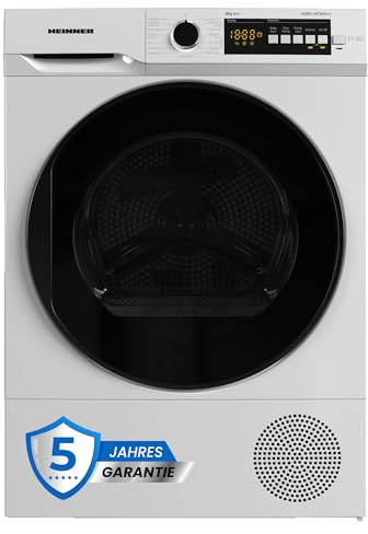 HEINNER HHPD-V9T2KA++ Wärmepumpentrockner – 9 kg Nutzlast, 15 Programme, Energieklasse E, LED-Anzeige, Wendetür, Kindersicherung, Weiß – 5 Jahre Garantie (9 KG)