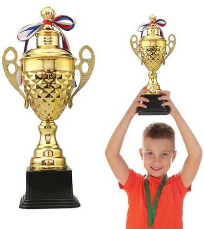 JurciCat Stor Guldpokal 37 Cm Hög Trofé För Sportturneringar Tävlingar Ceremonier Cuper Och Fester