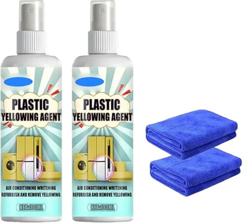 Powerful Yellowing Remover 100ml Anti Oxidation Cleaner - for Ac Units, Washing Machines and Car Trim, Renovation Stain Remover for Plastic and Surfaces, Safe Not Corrosive Formulas (2pcs)