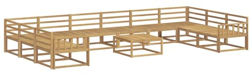 vidaXL Outdoor-Sofagarnitur 11 pcs Weiß Massivholz Akazie, Akazienholz Garten-Sofa-Set, Moderne Outdoor-Sitzgruppe, Bequeme Bänke für Terrasse, Garten, Poolmöbel