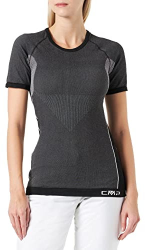CMP - T-shirt da donna senza cuciture, Nero, 40/42