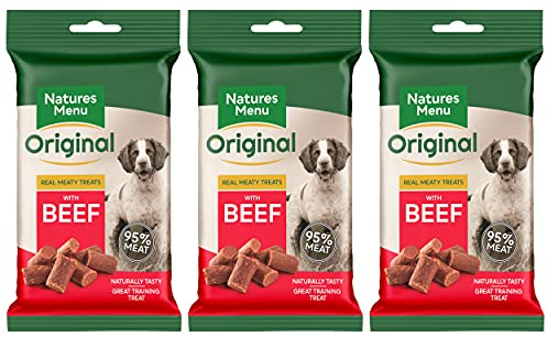Natures Menu 3 x Packs of Real Beef mini treats (for small dogs) 60g packs Made with 95% REAL MEAT - Wheat & Gluten Free