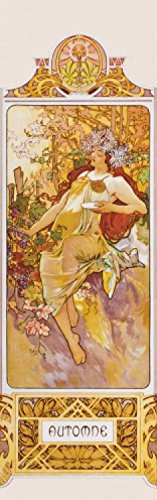 1art1 Alphonse Mucha Die Vier Jahreszeiten II, Herbst, 1896 Selbstklebende Fototapete Poster-Tapete 240x75 cm