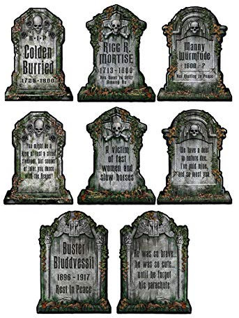 Gruselige Friedhof Grabsteine Skelett Halloween Party-Deko Set grau 30x41cm 4 Stück