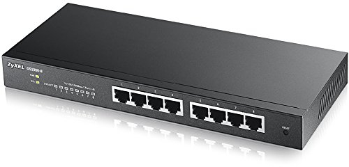 Zyxel 8-Port Gigabit Switch | Smart managed | Desktop/Rackmontage und lüfterloses Design | VLAN, IGMP, QoS [GS1900-8]