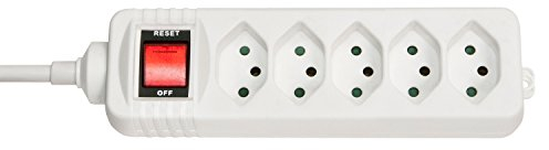 Lindy 73167 Multiprise Suisse avec interrupteur, 5 prises, Blanc