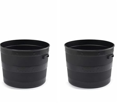 Whitefurze Set of 2 Blacksmith Tub Planters 50cm Large Plastic Garden Pots Outdoor Barrel Style Plant Pots Patio Planter
