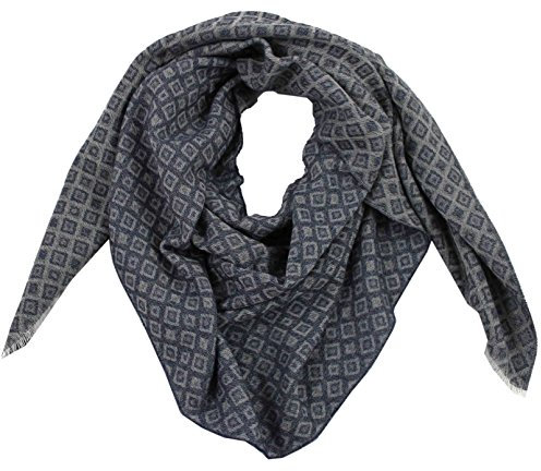 Rotfuchs® Schal Webschal Jacquard modisch blau grau 100% Wolle (Merino) R-625