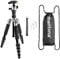Mantona Light Traveller Reisestativ 131,5 cm schwarz/grau, Kamerastativ aus Aluminium bis 5 kg Traglast, leichtes Fotostativ mit Kugelkopf und Arca-Swiss-Schnellwechselplatte, Tripod und Monopod