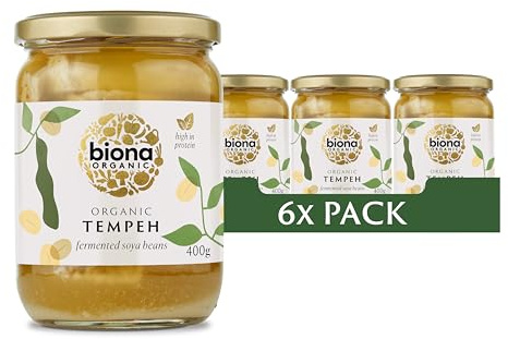 Biona Organic Tempeh 400g, Pack of 6 | Organic Fermented Whole Soya Beans, High in Plant Protein, Vegan Friendly