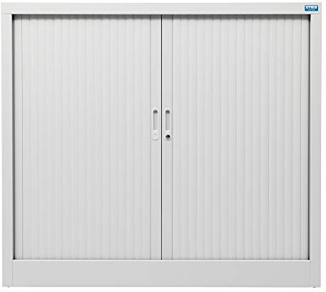 Taureau Basic Armoire de Rangement pour volet Roulant avec 2 étagères galvanisées 1070 x 1200 x 450 mm Gris Clair avec poignées ignifuges, avec verrou de sécurité