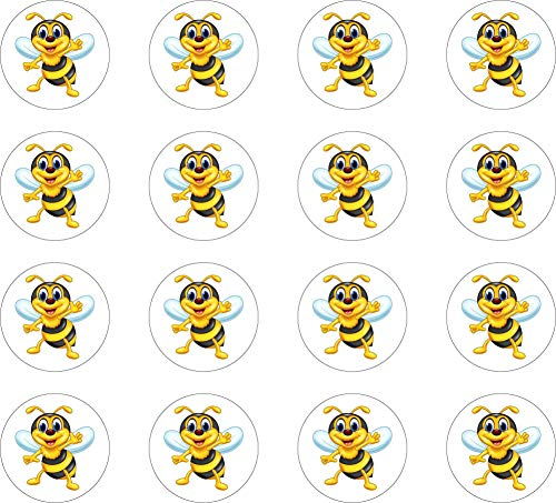 kleberio 18 Aufkleber lustige Honig Biene 3,3 cm rund Sticker selbstklebend Autoaufkleber Dekoration Bild Wohnmobile Auto Motorradhelm Caravan Wohnwagen Moped Roller Motorrad Kita Kindergarten