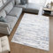 TAPISO Sky Teppich Kurzflor Modern Creme Grau Blau Vintage Streifen Meliert Verwischt Design Wohnzimmer Schlafzimmer 3D Optik ÖKOTEX 250 x 350 cm