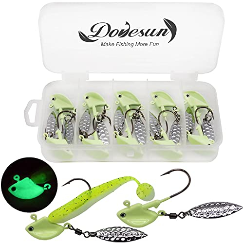 Dovesun Jig Spinner Set Underspin Angelzubehör Set Spinnerbait mit Weidenklinge Blinker Angeln Glühend 7g(1/4oz) 10PCS