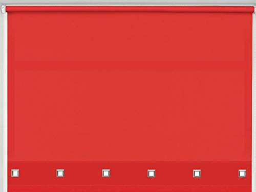 Square Eyelet Roller Blind Easy Fit Trimable Home Office Window Blinds (Red, 60cm x 165cm (23.6 x 65))