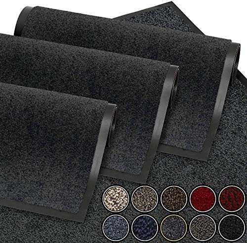 GadHome Fußmatte Anthrazit Grau 60x90 cm|Eingangstürmatte wasserdicht waschbar strapazierfähiger Schmutzfänger | Rutschfester Schmutzfängerfußmatte für Haustür, Flur, Eingang, Küche, Schlafzimmer