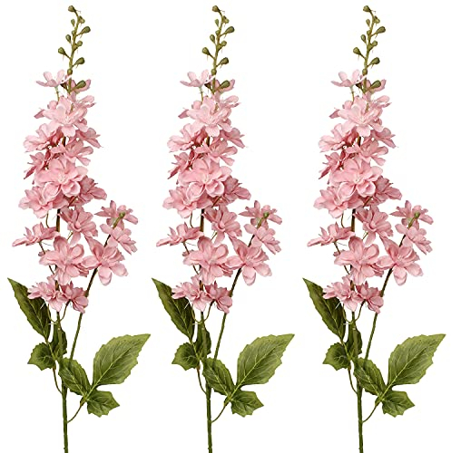 3 Stück Kunstblumen Rittersporn Künstliche Blumen Delphinium Textil Kunstpflanzen Home Décor Länge 86cm, Ø9cm