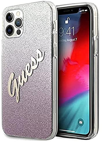 Guess GUHCP12LPCUGLSPI Vintage Glitter Collection Case for iPhone 12 Pro Max, Pink