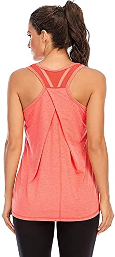 Nekosi Damen Sporttop Yoga Tank Top Oberteil Laufen Fitness Ärmelloses Mesh Zurück Funktions Shirt Rot Mittel