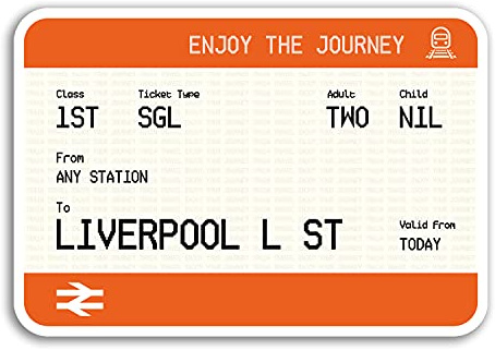 2 x 10cm Wide Liverpool Lime Street Vinyl Stickers - Ticket Train Sticker #75078