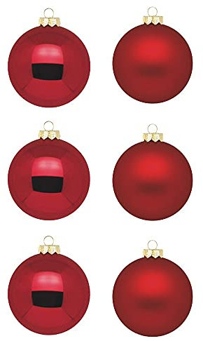 Inge Glas Weihnachtskugeln | Schöne Christbaumkugeln aus Glas | 30 Kugeln in Karton-Box | Christbaumschmuck Weihnachtsbaumschmuck Weihnachtsbaumkugeln (Ochsenblut | rot Glanz/matt)