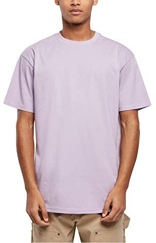 URBAN CLASSICS Camiseta básica de manga corta, cuello redondo normal, de algodón grueso, largo normal, oversized, de hombre, moderna, color lila, talla M