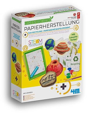 4M Green Science Papierherstellung - DIY Bastelset - Lernspielzeug für Kinder ab 5 Jahre - Umweltfreundliches Experimentierkasten zum Papier Herstellen - Spaß und Lernen in einem