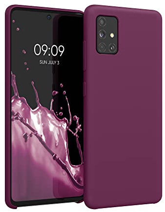 kwmobile Hülle kompatibel mit Samsung Galaxy A51 Hülle - Silikon Handy Case - Handyhülle weiche Oberfläche - kabelloses Laden - Bordeaux Violett