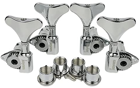 KAYNES Mechaniken für E-Gitarre, 1:24 Verhältnis, silberfarben, für E-Bass, Stimmwirbel, Key-Pegs, offener Gang, Ersatz für Jazz Precision (2R + 2L, Chrom)