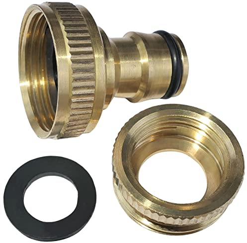 Aerzetix - C17805 - Adattatore per Rubinetto 1/2'' e 3/4'' Lato Femmina e Lato Maschio 1/2'' - Raccordo rapido per Tubo da Giardino - Naso Rubinetto - in Ottone