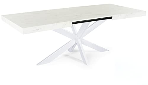 Magnetic Mobel Ausziehbar Esstisch Avia Esszimmertisch Wohnzimmertisch Küchentisch mit Tischgestell Spider (Tischgestell: Weiß, Marmur)