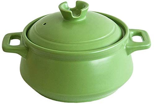 MXXHFC Cocotte, cocotte Ronde en céramique avec Couvercle, Batterie de Cuisine Traditionnelle Chinoise en céramique, marmite à Soupe (Couleur : Rouge, Taille : 2,5 L) (Vert 3,5 l)