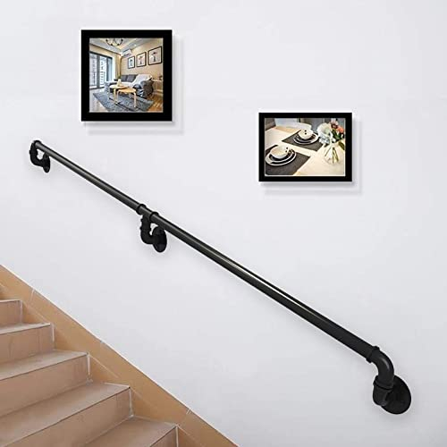 OTOEKO Treppengeländer Handlauf, 1m 1,5m 2m 2,5m 3m Schmiedeeisen Handlauf Geländer Loft Korridor Geländer Wasserleitung Design, Innen- und Außenwandmontage (Size : 2.4m)