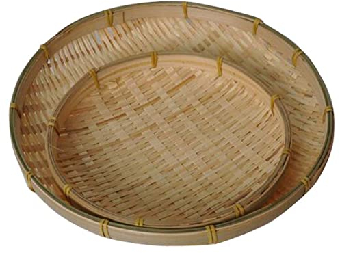 ZEALMAX Lot de 2 tamis à riz en bambou - Panier de rangement décoratif pour usage domestique - 22 cm