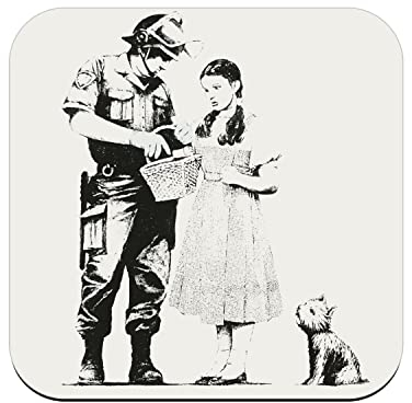 Untersetzer aus Kork – Banksy Mädchen Polizist Kinder Ausgrabung Hund – 1 Stück (95 x 95 mm)