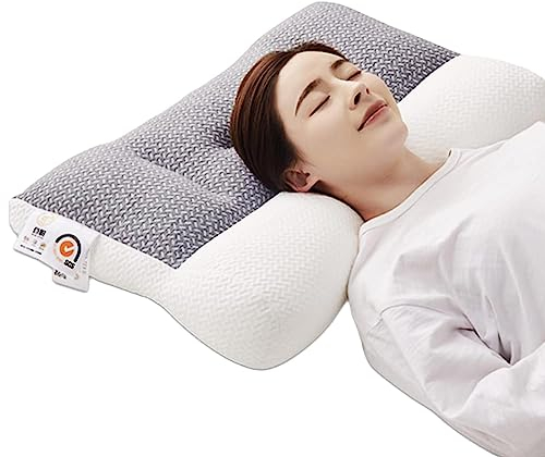 Nackenstützkissen, ergonomische orthopädische Schlafunterstützung, bequemes Halswirbelsäulenkissen, einzelnes Anti-Traktions-Halswirbelsäulenkissen, Memory-Schaum-Bettkissen für Bett und Reisen