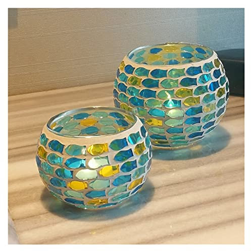 HEXEH Kerzenhalterhalter Mediterraner Kerzenhalter Zweiteiliger Glas -Tee -Kerzenhalter Romantische Kerzenlicht Abendessen Schlafzimmer Cafe Kandelaber