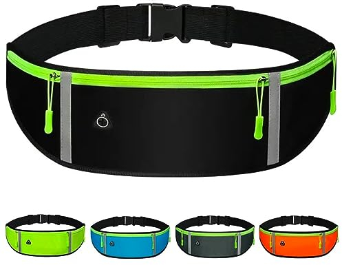 DORNNA® Riñonera Running para Hombre y Mujer, Riñonera Deportiva o para Viaje al Aire Libre, Cinturón Elástico y Ajustable a Todas Las Cinturas. (Negro)