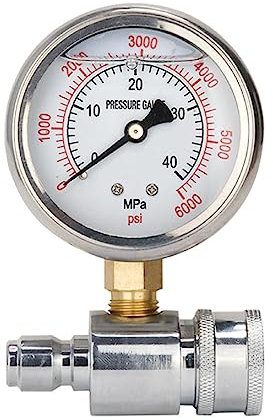 Upgraded Pressure Washer Gauges 6000psi 3/8 Thread Universal Washer Gauges Simple Connection For Auto Car Washer Pressure Meter Pressure Gauges For High Pressure Washer Pressure Gauges For Cleaning
