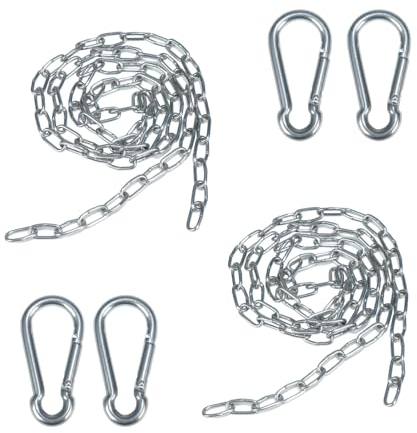 Metallkette Meterware 2 StüCk Stahlkette 1m Kette 304 Edelstahl Metall Ketten Mit 4 Karabiner Clip Haken FüR HäNgende Ziehen Abschleppen Haustier Hund Kette TXZWJZ