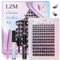 LZM Wimpern Extensions Set,DIY Wimpern Extensions zu Hause Verwenden,Cluster Wimpern,Wimpern Extensions Lash Bond and Seal,Wimpernpinzette,Wimpernkleber Entferner für Anfänger (C Curl)